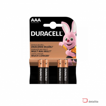 Щелочная батарейка LR03 (AAA) 1.5V Duracell R3A/DUR-BL4 блистер (4 шт. в блистере) 