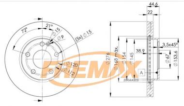 Brake disc MB A W169/B W245 1.5-2.0D 04-12 
