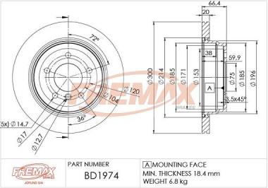 Stabdžių diskas BMW 1 E81/3 E90/X1 E84 1.6-3.0 04-15 galin. 