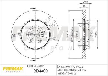 Brake disc Lexus RX 3.0-3.5H 03-15 