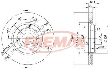 Торм. диск Citroen C1 II/Peugeot 107/108/Toyota Aygo 1.0/1.2/1.4D 05- 