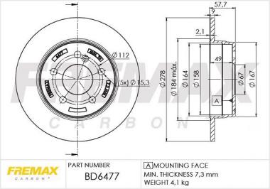 Brake disc MB C W204 1.6-2.2D 07- 