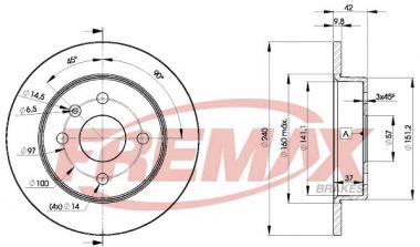 Торм. диск Opel Astra F/G/H/Meriva A 1.2-2.0D 94- 