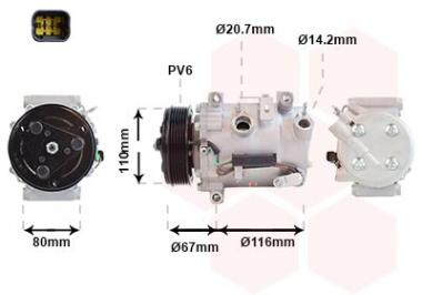Compressor A/C Citroen Berlingo/C3 III/Jumpy III/Spacetourer/Peugeot 2008 I/Expert/Partner/Rifter/Toyota Proace 1.2-2.0D 15- 