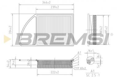 Air filter element Citroen Berlingo/C3 II/C3 Picasso/C4 Aircross/Cactus/Grand Picasso I/II/C4 I/DS3 1.4D/1.6D/2.4 05- 