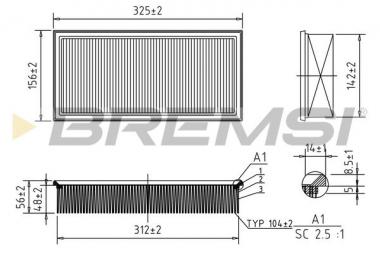 Air filter element Citroen AX/BX/C5 I/C8/Evasion/Jumpy I/II/Xantia/ZX/Fiat Scudo/Ulysse 1.4D-3.0 82- 