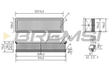 Air filter element Audi A4 B8/A5/Q5 1.8-2.0H 07-17 