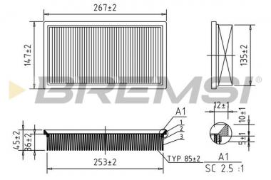 Air filter element Ford Focus I/Tourneo/Transit 1.4-2.0 98-13 