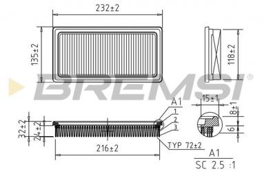 Air filter element Nissan Cube/Micra III/Note/NV200/Evalia/Qashqai I/Tiida 1.5-2.0D 04- 