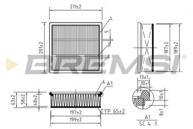 Air filter element Alfa Romeo Mito/Fiat Doblo/Linea/Punto/Opel Combo 1.3D-2.0D 05- 