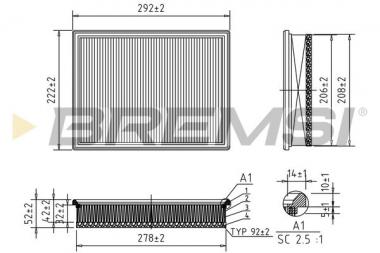 Air filter element Opel Astra H/Zafira B 1.6-1.9D 04-15 