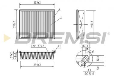 Air filter element Audi A4 B5/A6 C5/VW Passat B5/B5.5 1.6-4.2 94-05 
