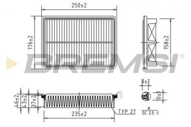 Air filter element Hyundai Tucson/Kia Cerato I/SPportage II 1.5D-2.7 04- 