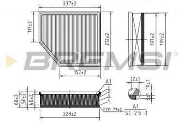 Air filter element Volvo S60 II/S80 II/V60 I/V70 III/XC60 I/XC70 II 3.0/3.2/3.2ALK 06-18 