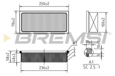 Air filter element Mitsubishi Colt VI/Smart Forfour 1.1-1.5 04-12 