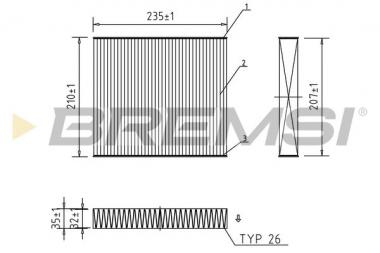 Filtras salono (antibakterinis) Volvo C30/C70 II/S40 II/V50/Ford Focus II 1.4-Electric 03-13 