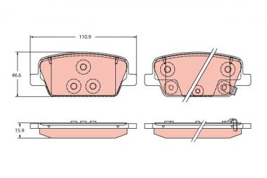 Brake pad set Hyundai Santa Fe 18> rear 