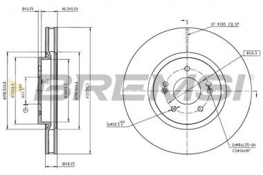 Brake disc Volvo S60 III/S90 II/V60 II/V90 II/XC40/XC60 II/XC90 II 1.5-2.0H 14- 