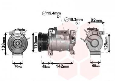 Compressor A/C Chrysler Grand Voyager 08-/Grand Caravan 08-/Town & Country 08-/Voyager 12-14 3.3-4.0 