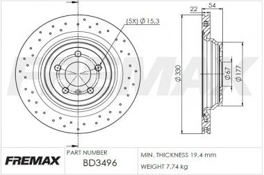 Brake disc MB M W166 2.2D/3.0D 11-15 