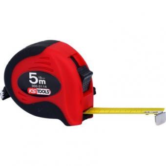 Tape measure with locking device and belt clip, black red, 5m, 19mm 