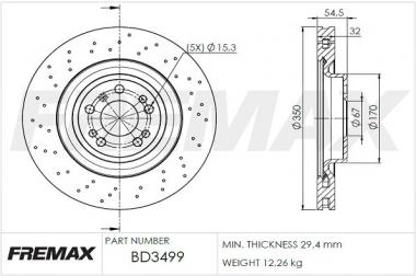 Brake disc MB GLE C292/W166/ML W166 2.2D-3.5 11-19 