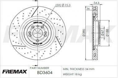 Brake disc MB GL X166/GLE C292/W166/GLS X166/M W166 3.0-5.5 11-19 