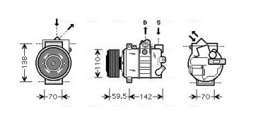 Compressor A/C Audi A1/A3/A4 B8/A6 C7/A8 D4/Q2/Q3/Q7/TT 1.0-Electric 03- 