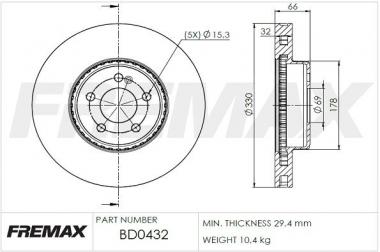 Brake disc MB C C205/S205/W205/E S213/C238/W213 2.0-2.2DH 14- 