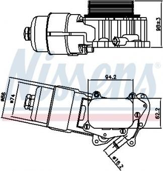 Масляный радиатор Citroen Berlingo/C1/C2/Volvo C30/S40 II/S60 II/S80 II/V40/V50/V60 I/V70 III 1.4D/1.6D 01- 