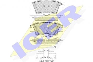 Stabdžių trinkelės Hyundai Solaris/ i40/ Kia Ceed 11> GAL 