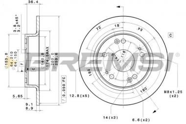 Торм. диск Honda Civic VIII/IX 1.3H-2.2D 05- 