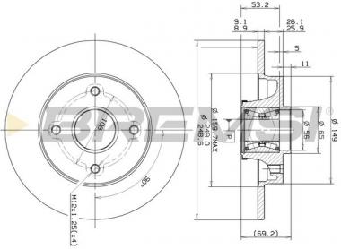 Brake disc Citroen/Peugeot rear