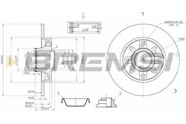 Stabdžių diskas Citroen C4 I/Peugeot 207/307 1.4-2.0D 00-12 galin. su guoliu 