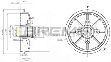 Brake drum Citroen C2/C3 I/II/C3 Pluriel/Peugeot 1007/206/206+ 1.1-2.0D 98- 