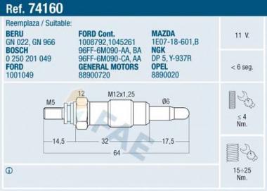 Glow plug Ford Esc/Mondeo 1.8TD 93- /Fiesta 1.8D 89- 