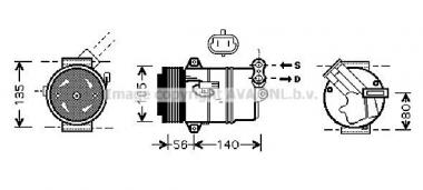 Compressor A/C Opel Astra G/H/Meriva A/Zafira B 1.6-1.8LPG 00- 