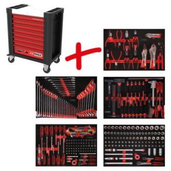 Performanceplus workshop tool trolley set P10 with 279 tools for 5 drawer 
