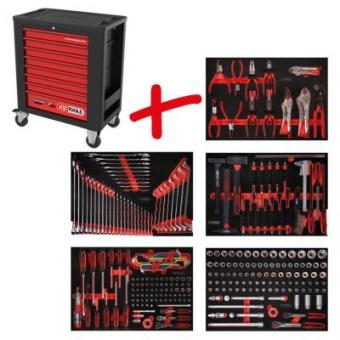 Performanceplus workshop tool trolley set P15 with 279 tools for 5 drawer 