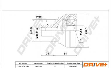 Шарнирный комплект, приводной вал 