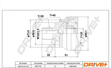 Шарнирный комплект, приводной вал 